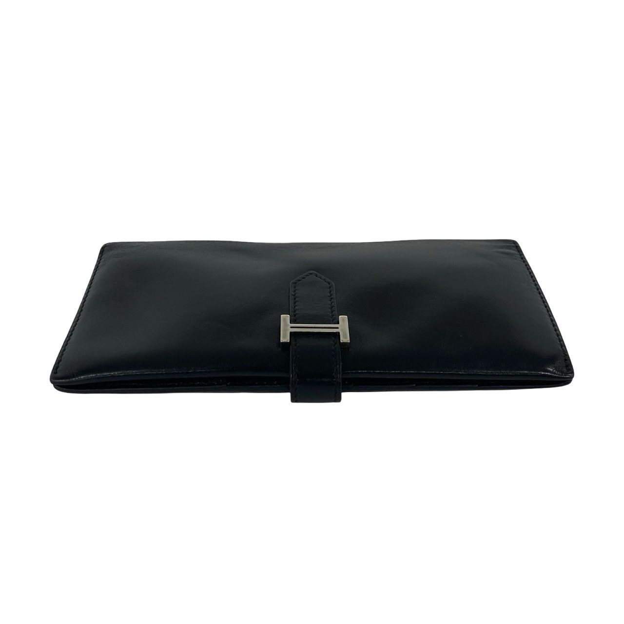 Hermes Bearn Box Calf Wallet Bifold Card Case Coin Purse Black — view 3