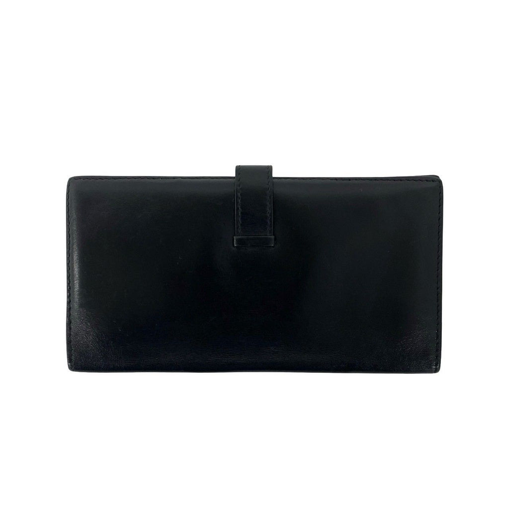 Hermes Bearn Box Calf Wallet Bifold Card Case Coin Purse Black — view 2