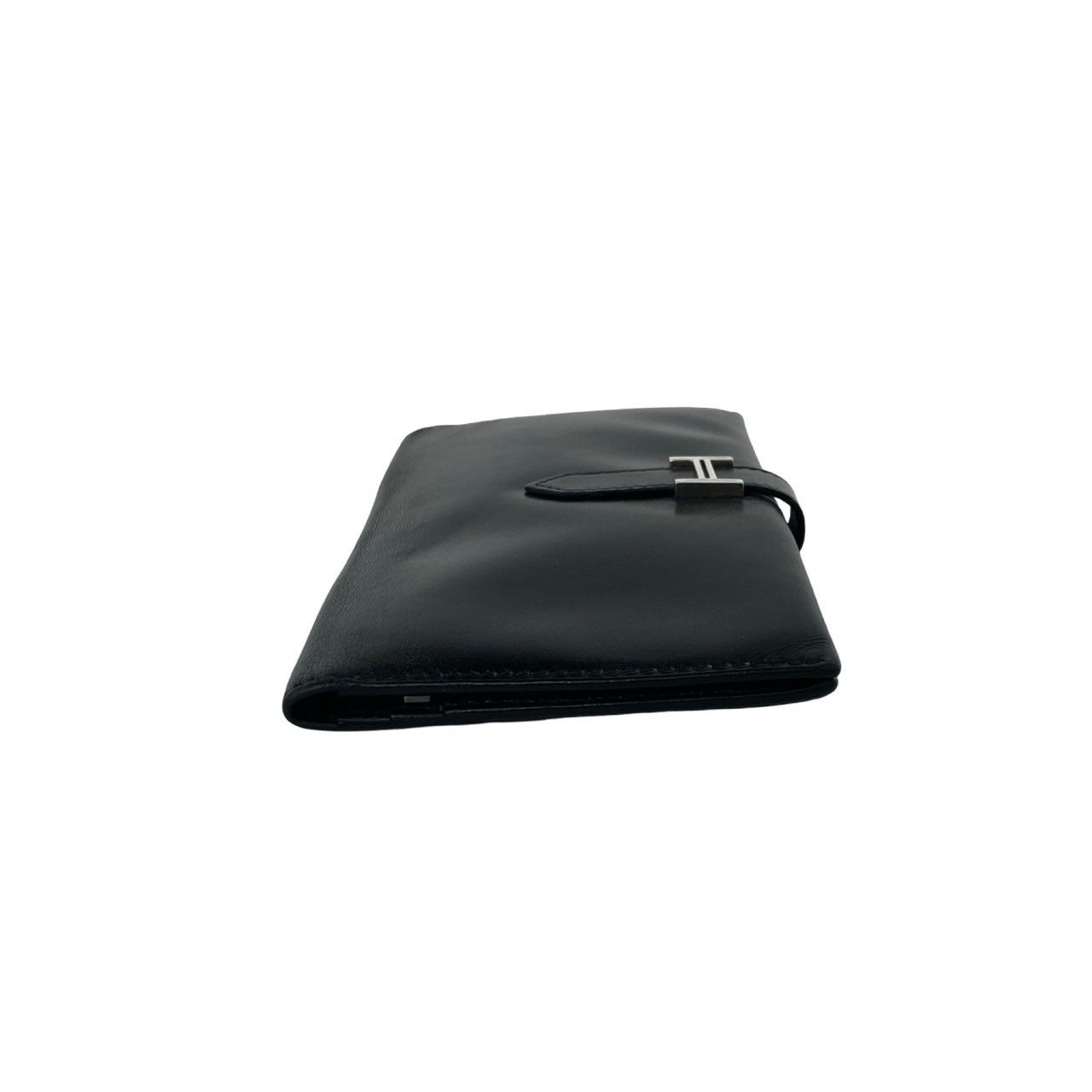 Hermes Bearn Box Calf Wallet Bifold Card Case Coin Purse Black — view 5
