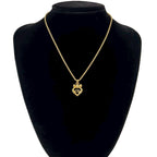 Dior CD Logo Heart Ribbon Motif Necklace Rhinestone Gold — view 2