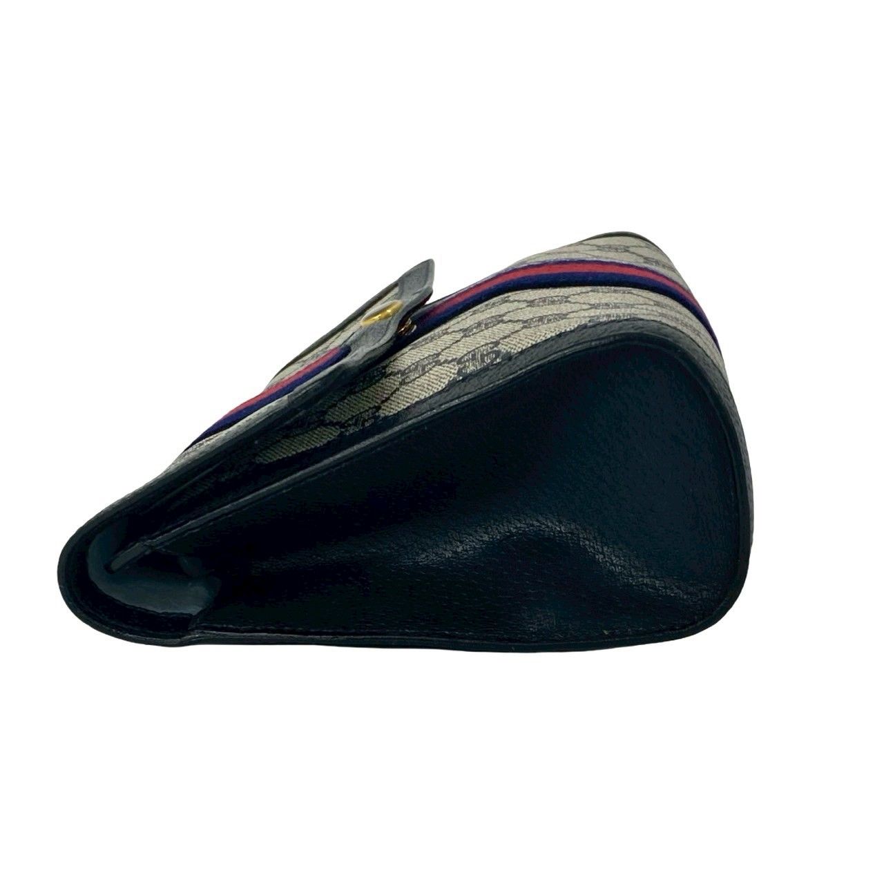 Gucci Vintage Sherry Line GG Logo Pattern Leather Clutch Navy — view 5