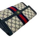 Gucci Vintage Sherry Line GG Logo Pattern Leather Clutch Navy — view 4