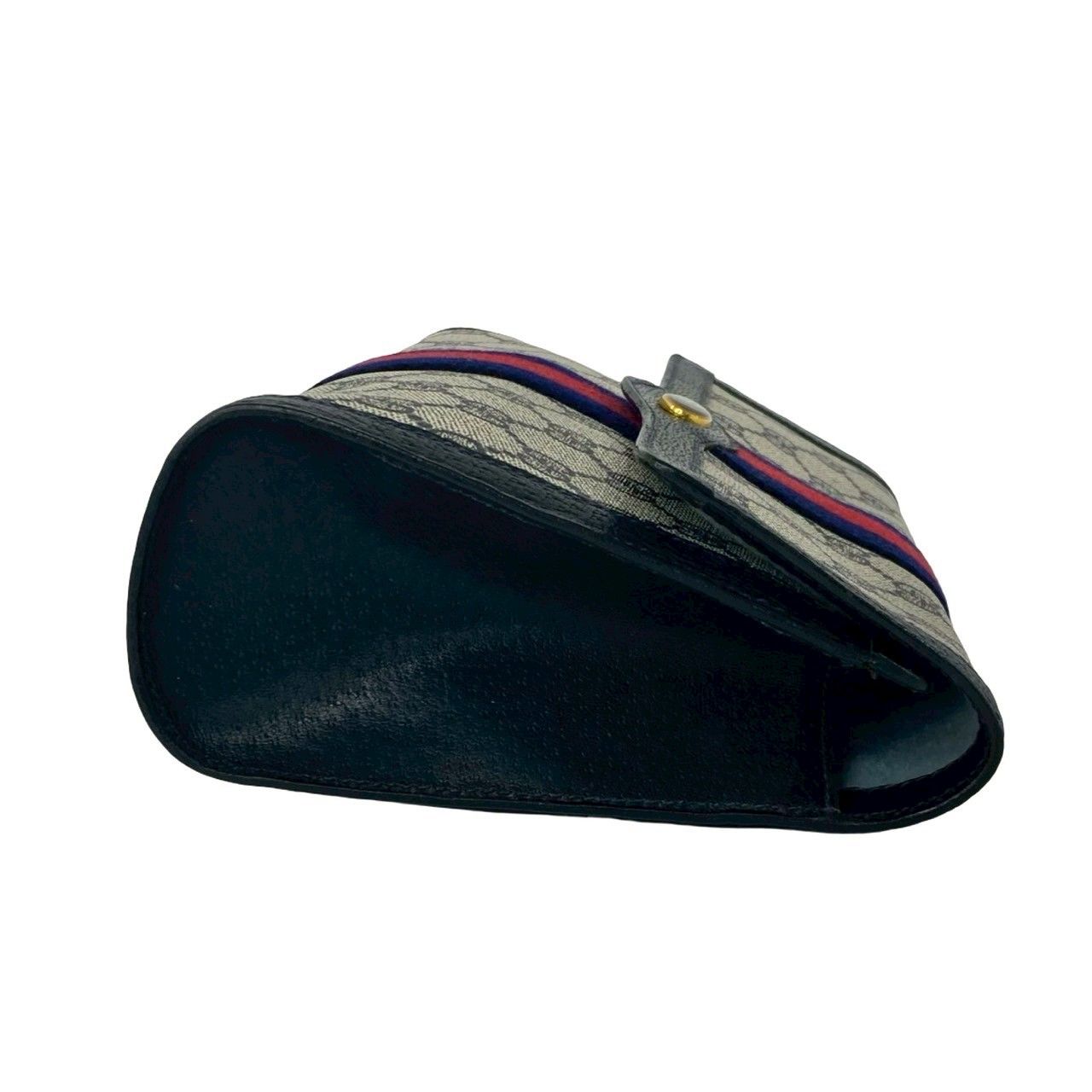 Gucci Vintage Sherry Line GG Logo Pattern Leather Clutch Navy — view 6