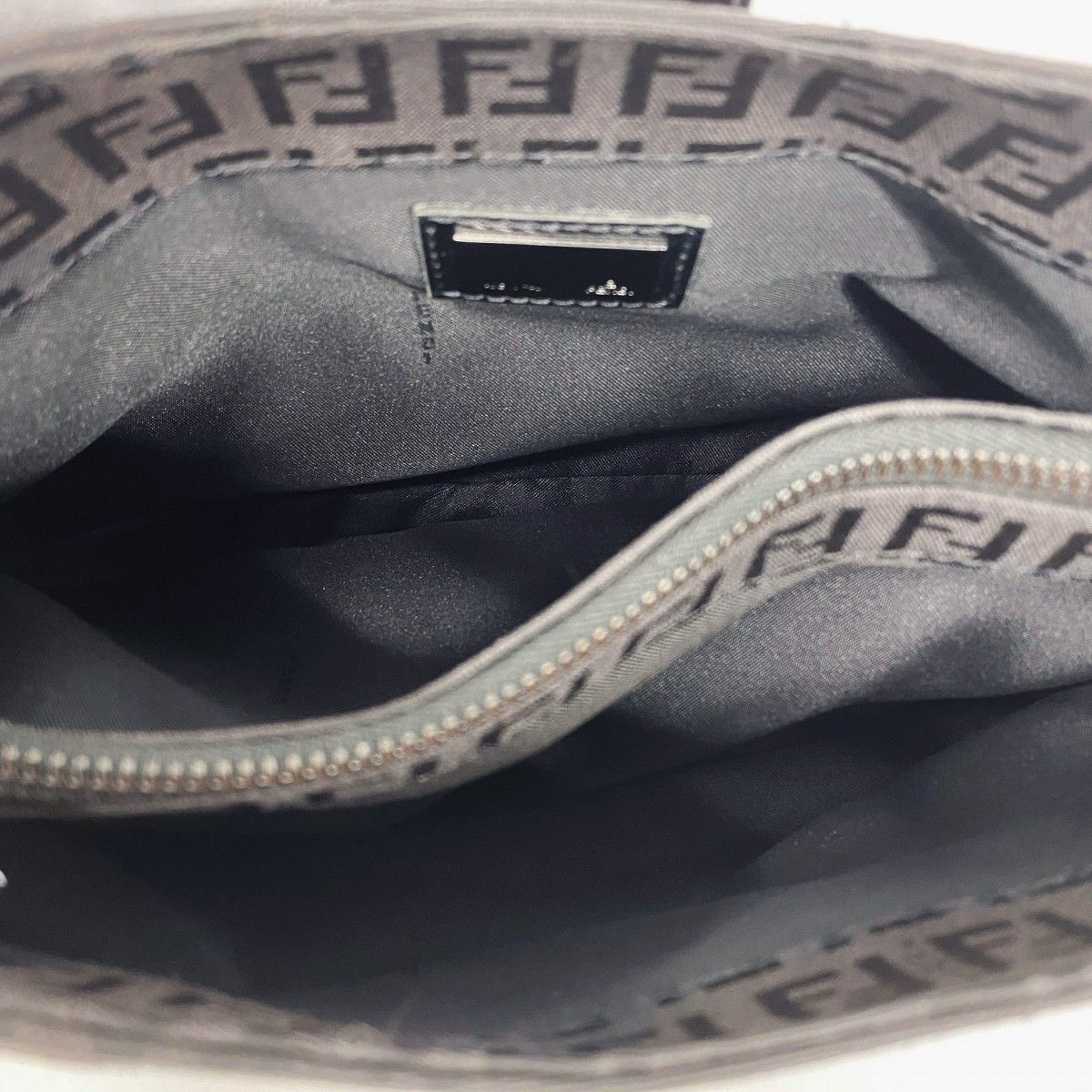 Fendi Handbag Zucchino Nylon Canvas Black Silver — view 4