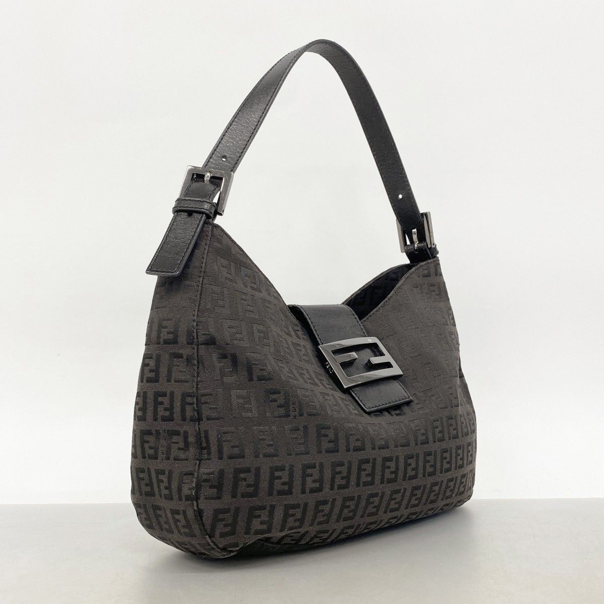 Fendi Handbag Zucchino Nylon Canvas Black Silver — view 2