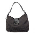 Fendi Handbag Zucchino Nylon Canvas Black Silver