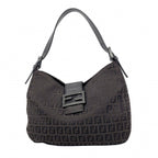 Fendi Handbag Zucchino Nylon Canvas Black Silver