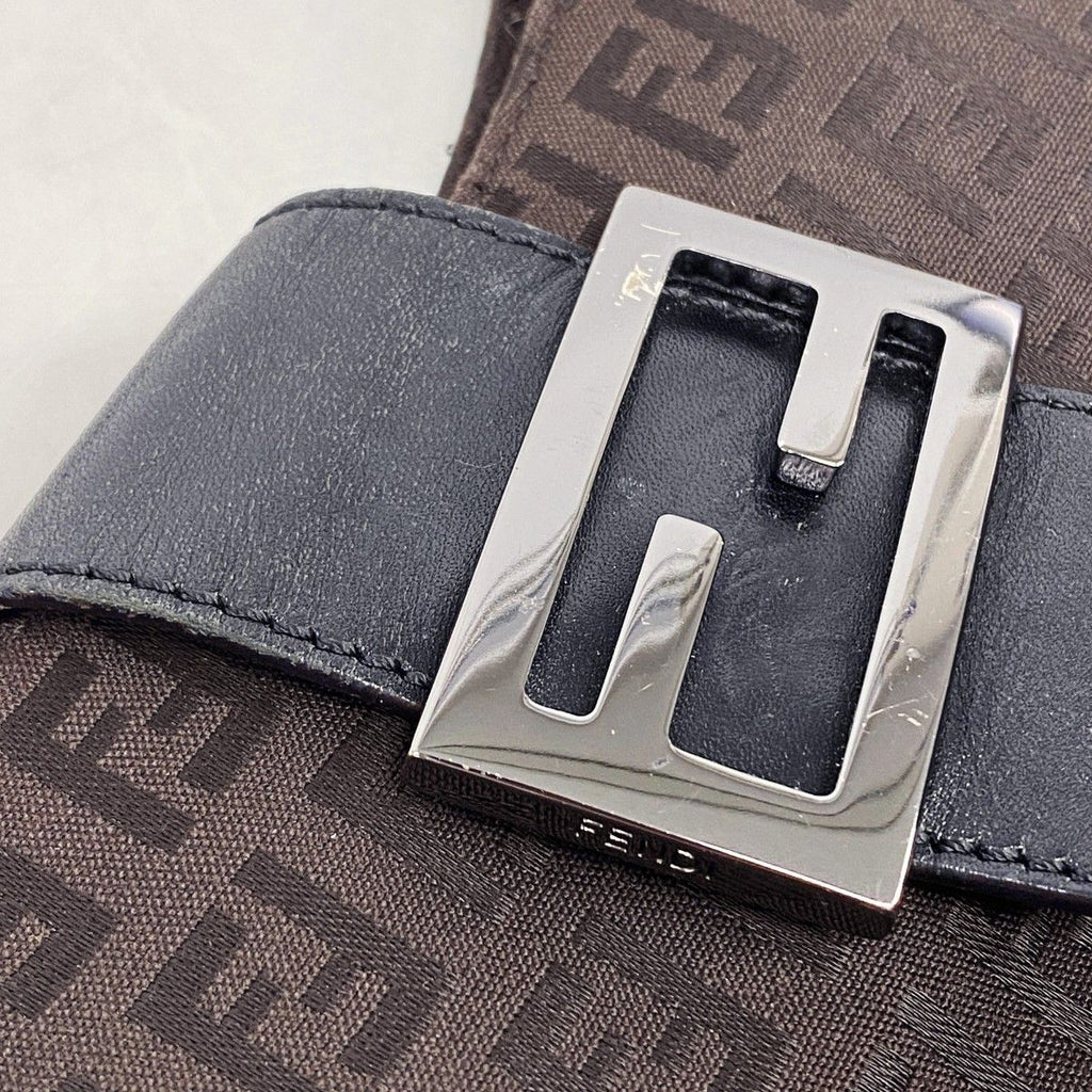 Fendi Handbag Zucchino Nylon Canvas Black Silver — view 8