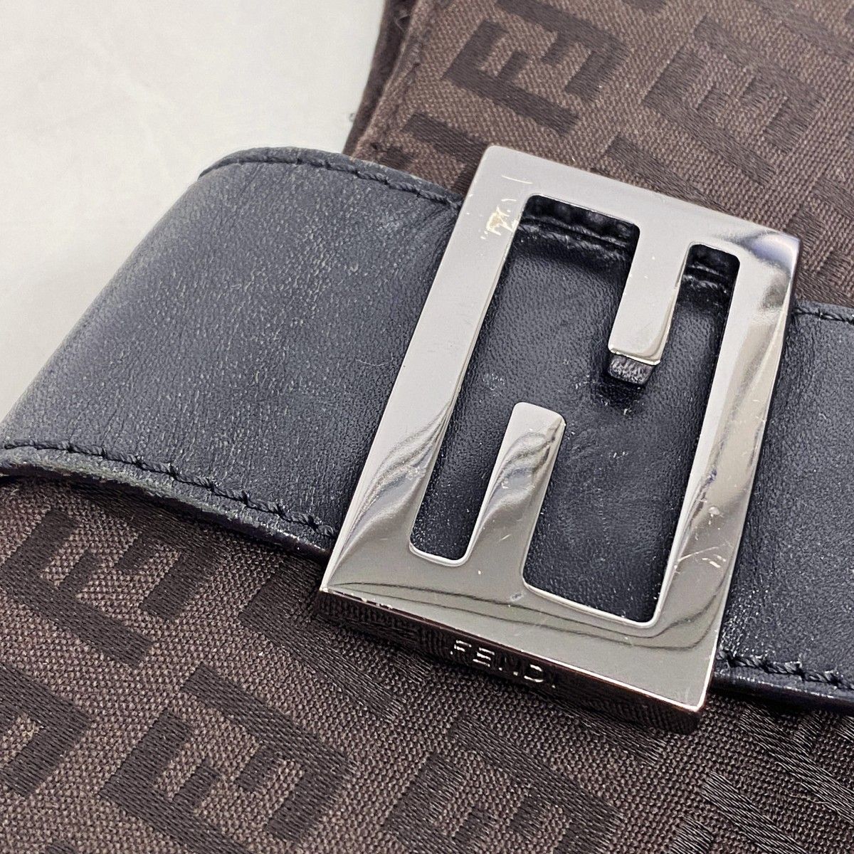 Fendi Handbag Zucchino Nylon Canvas Black Silver — view 8