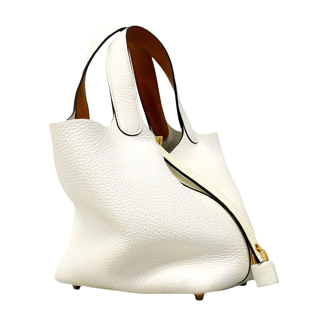 Hermes Handbag Picotin Lock PM Eclat Taurillon Clemence New White Sesame Gold — view 2