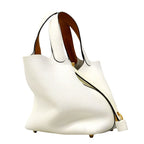 Hermes Handbag Picotin Lock PM Eclat Taurillon Clemence New White Sesame Gold — view 2