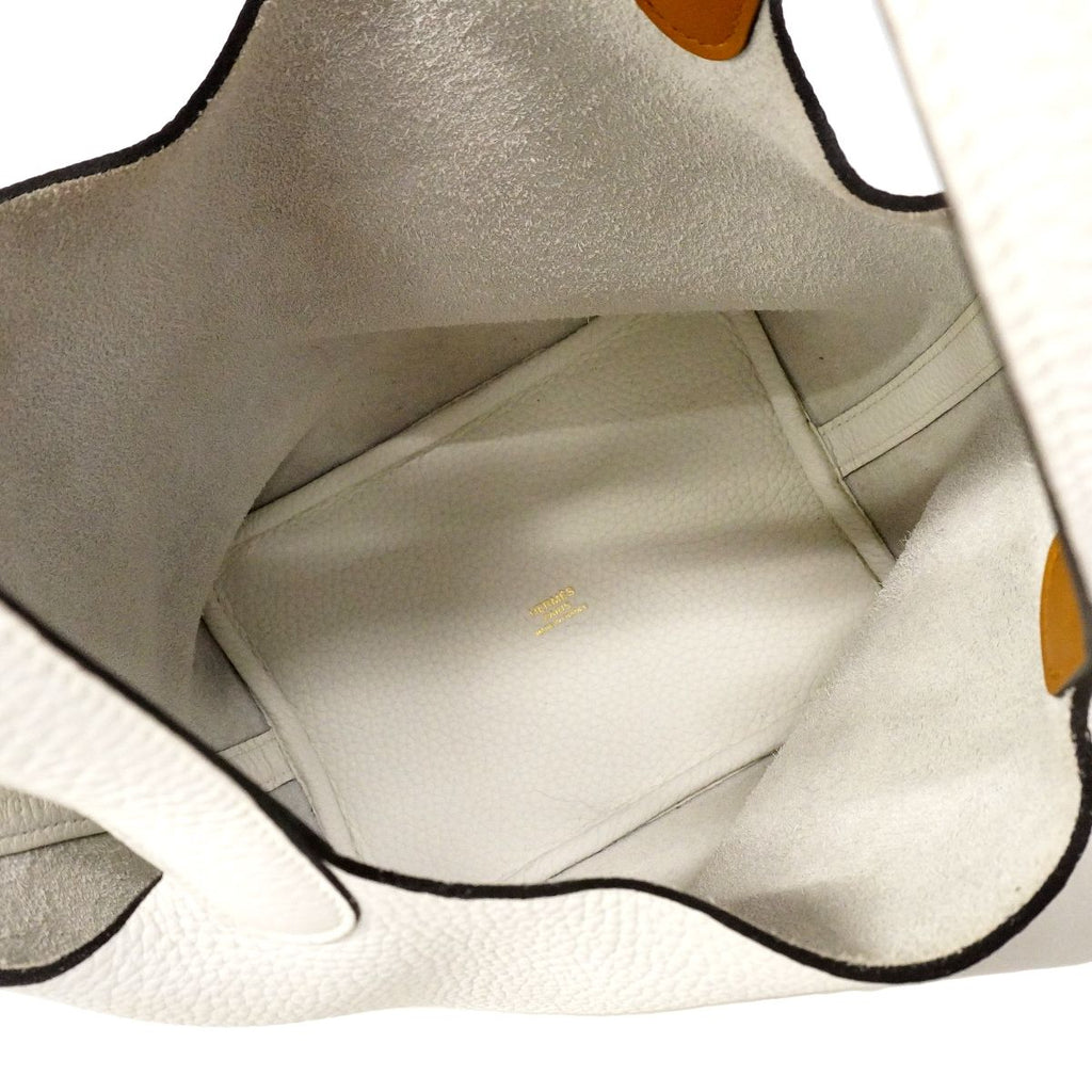Hermes Handbag Picotin Lock PM Eclat Taurillon Clemence New White Sesame Gold — view 4