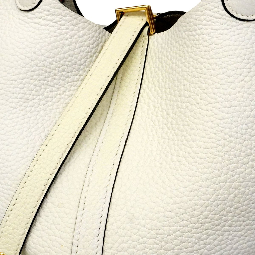 Hermes Handbag Picotin Lock PM Eclat Taurillon Clemence New White Sesame Gold — view 7