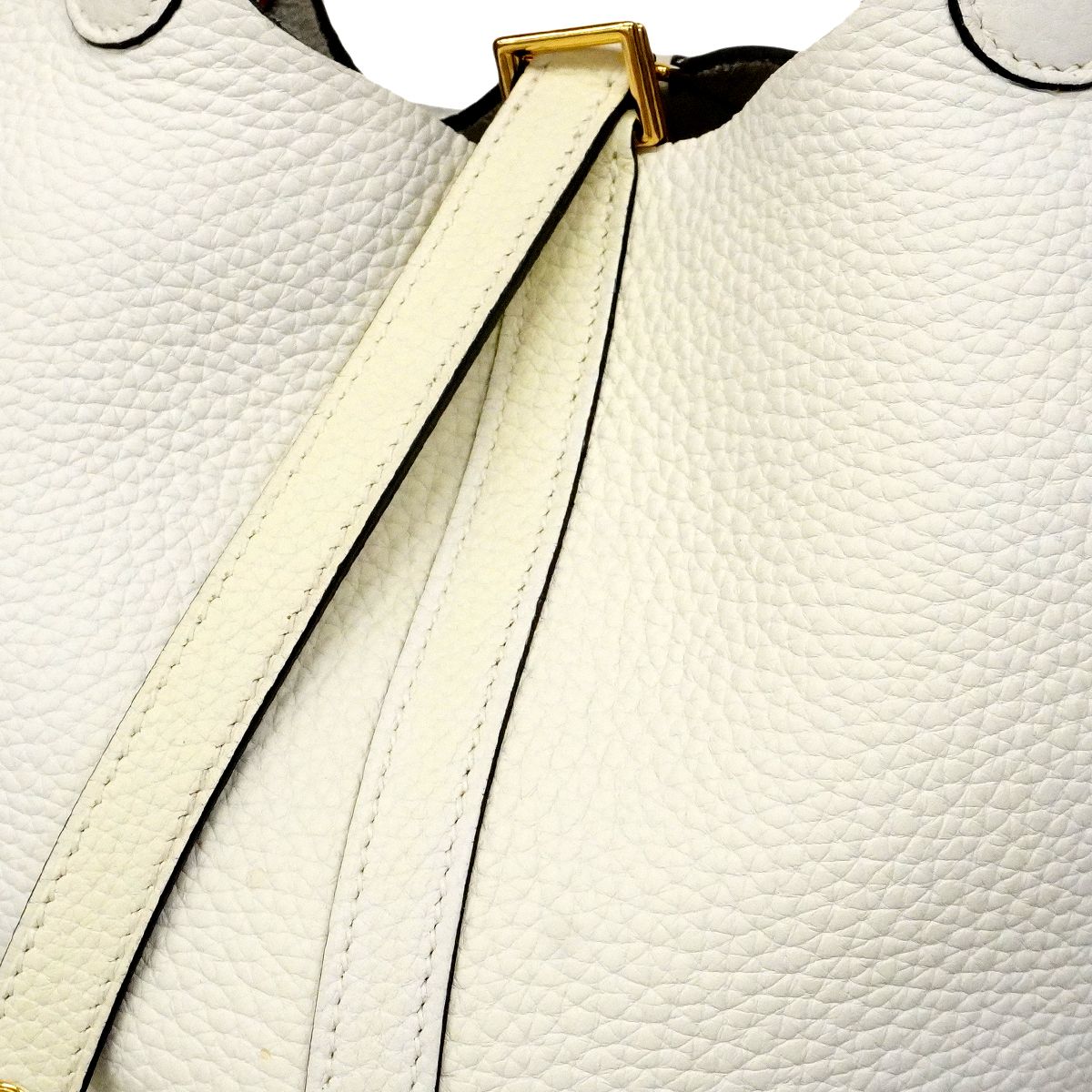 Hermes Handbag Picotin Lock PM Eclat Taurillon Clemence New White Sesame Gold — view 7