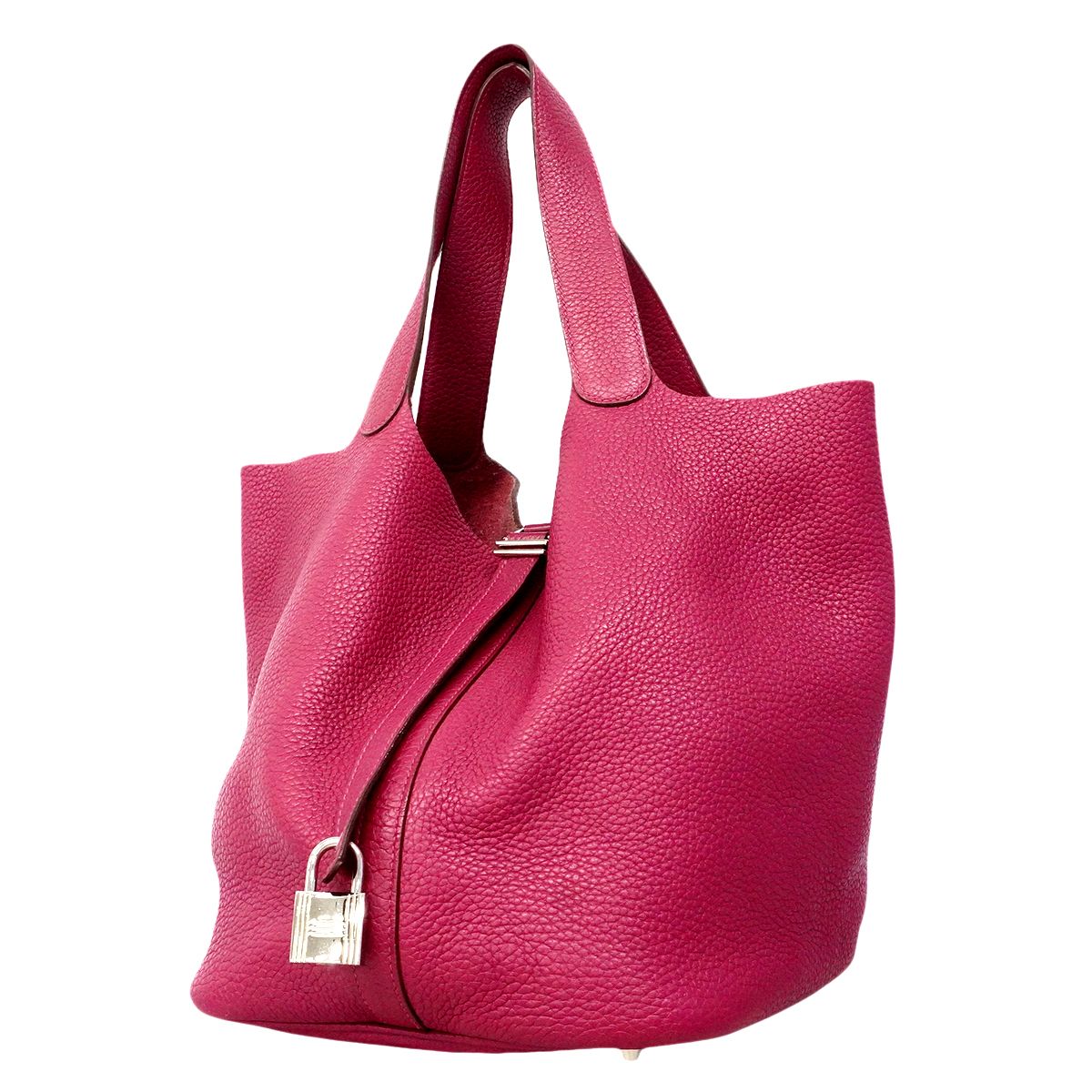 Hermes Handbag Picotin Lock MM Taurillon Clemence Tosca Silver