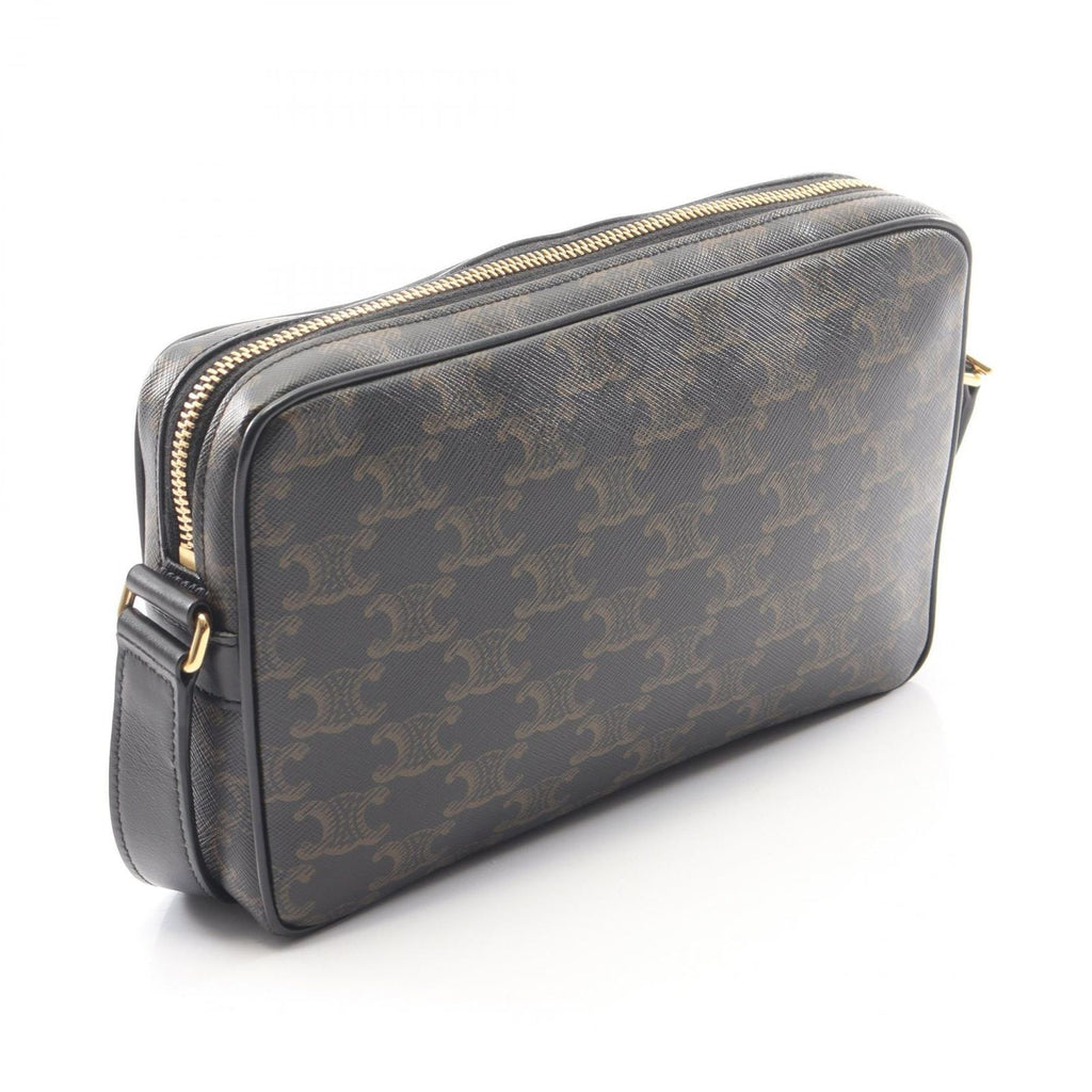 Celine Shoulder Bag Triomphe Brown Black Canvas Leather — view 2