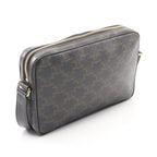 Celine Shoulder Bag Triomphe Brown Black Canvas Leather — view 2