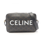 Celine Shoulder Bag Triomphe Brown Black Canvas Leather