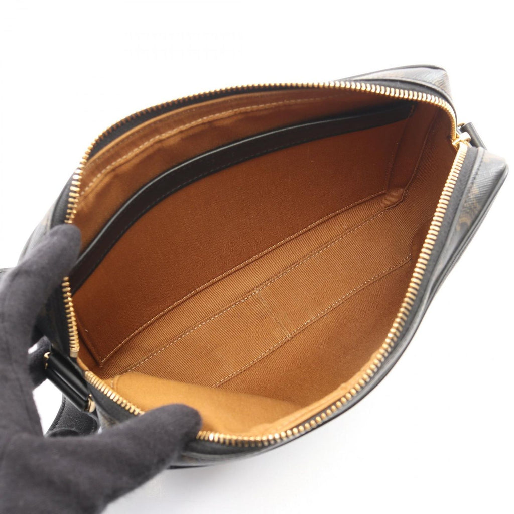 Celine Shoulder Bag Triomphe Brown Black Canvas Leather — view 3