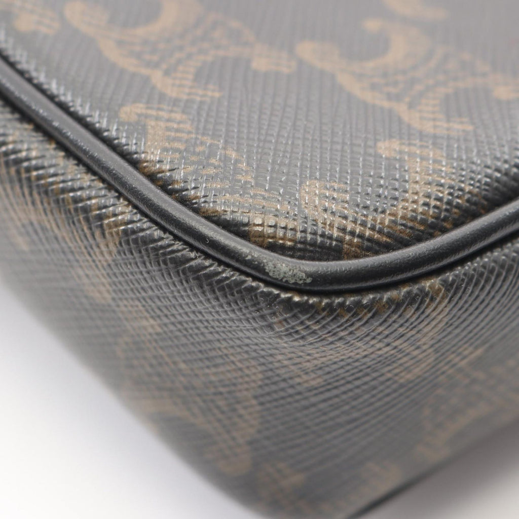 Celine Shoulder Bag Triomphe Brown Black Canvas Leather — view 6