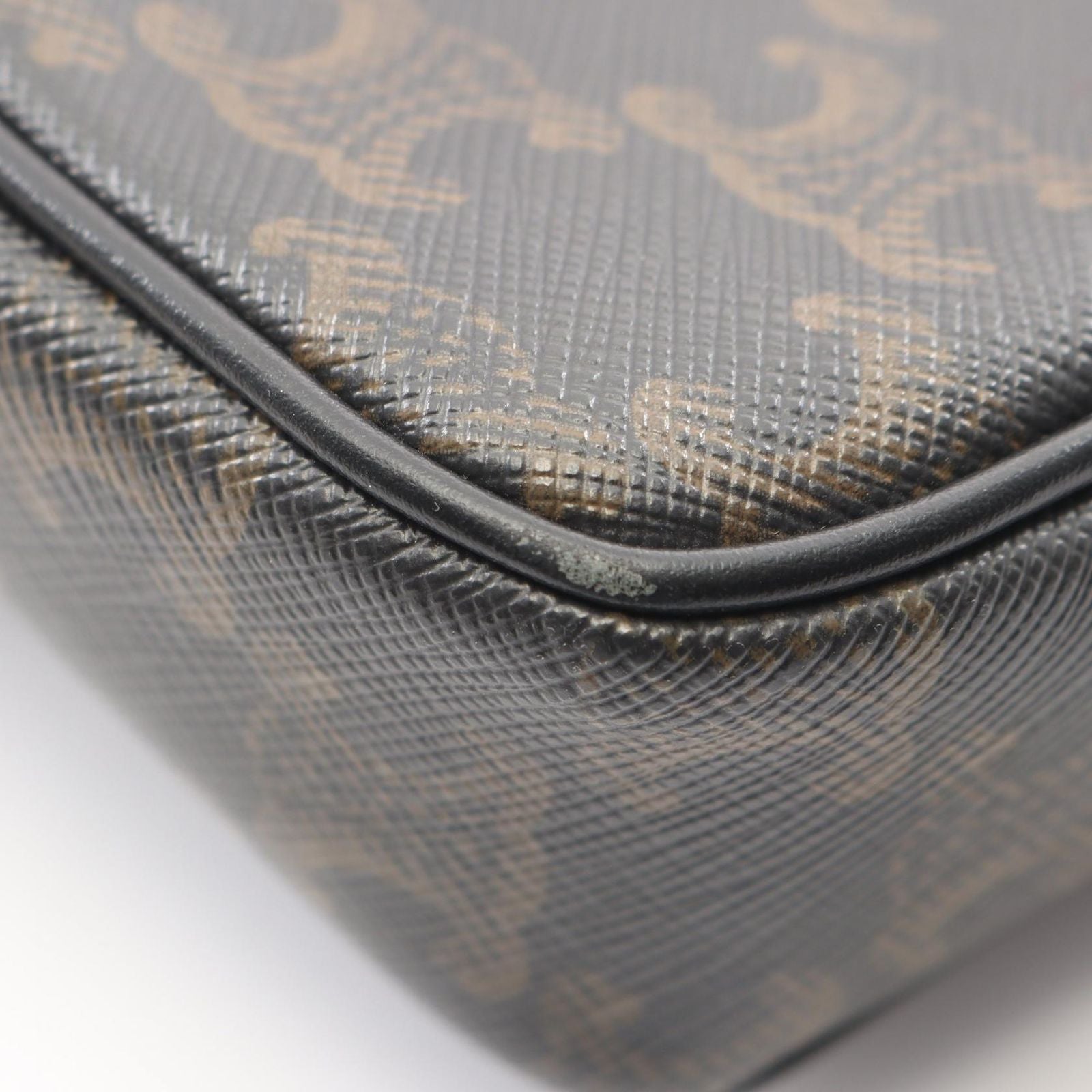 Celine Shoulder Bag Triomphe Brown Black Canvas Leather — view 6