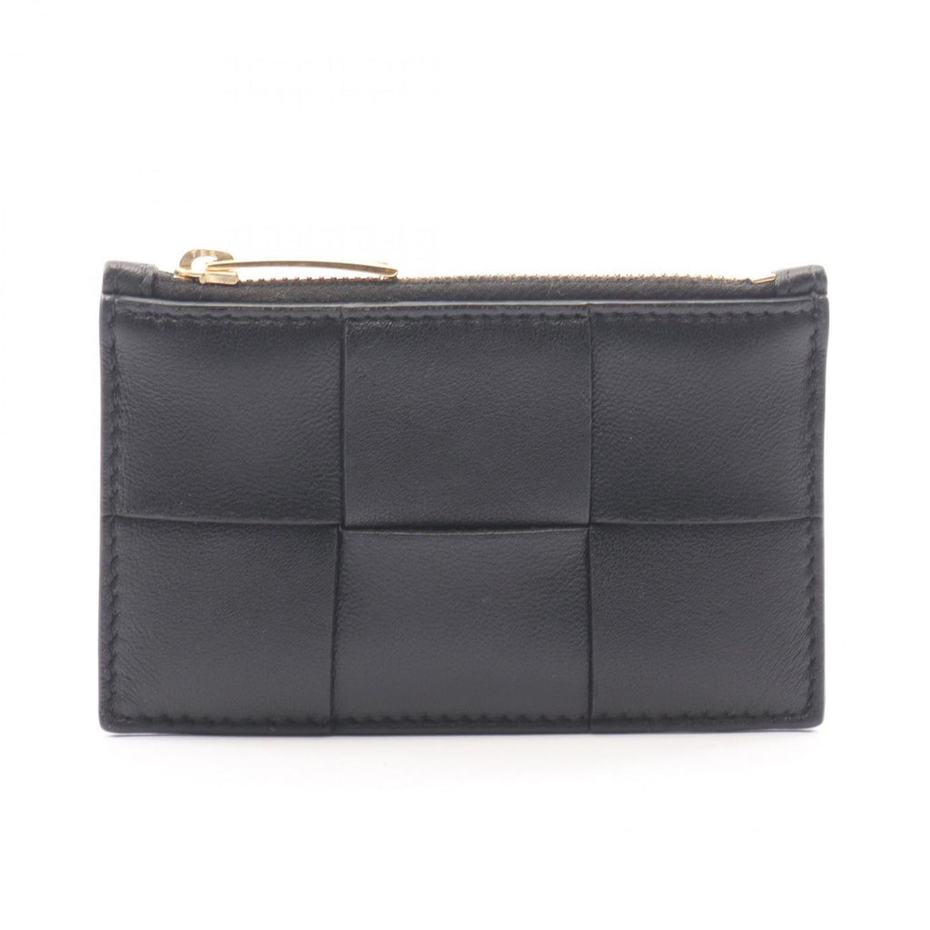 Bottega Veneta Coin Case Cassette Card Black Leather Maxi Intrecciato Fastener