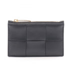 Bottega Veneta Coin Case Cassette Card Black Leather Maxi Intrecciato Fastener