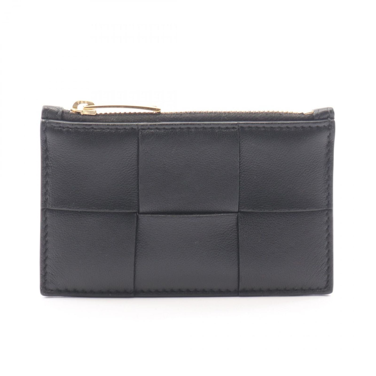 Bottega Veneta Coin Case Cassette Card Black Leather Maxi Intrecciato Fastener