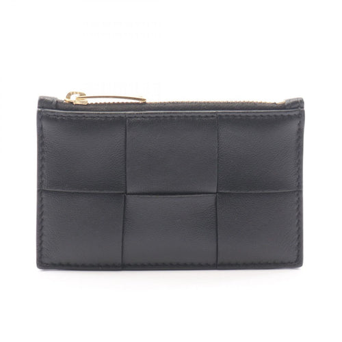 Bottega Veneta Coin Case Cassette Card Black Leather Maxi Intrecciato Fastener