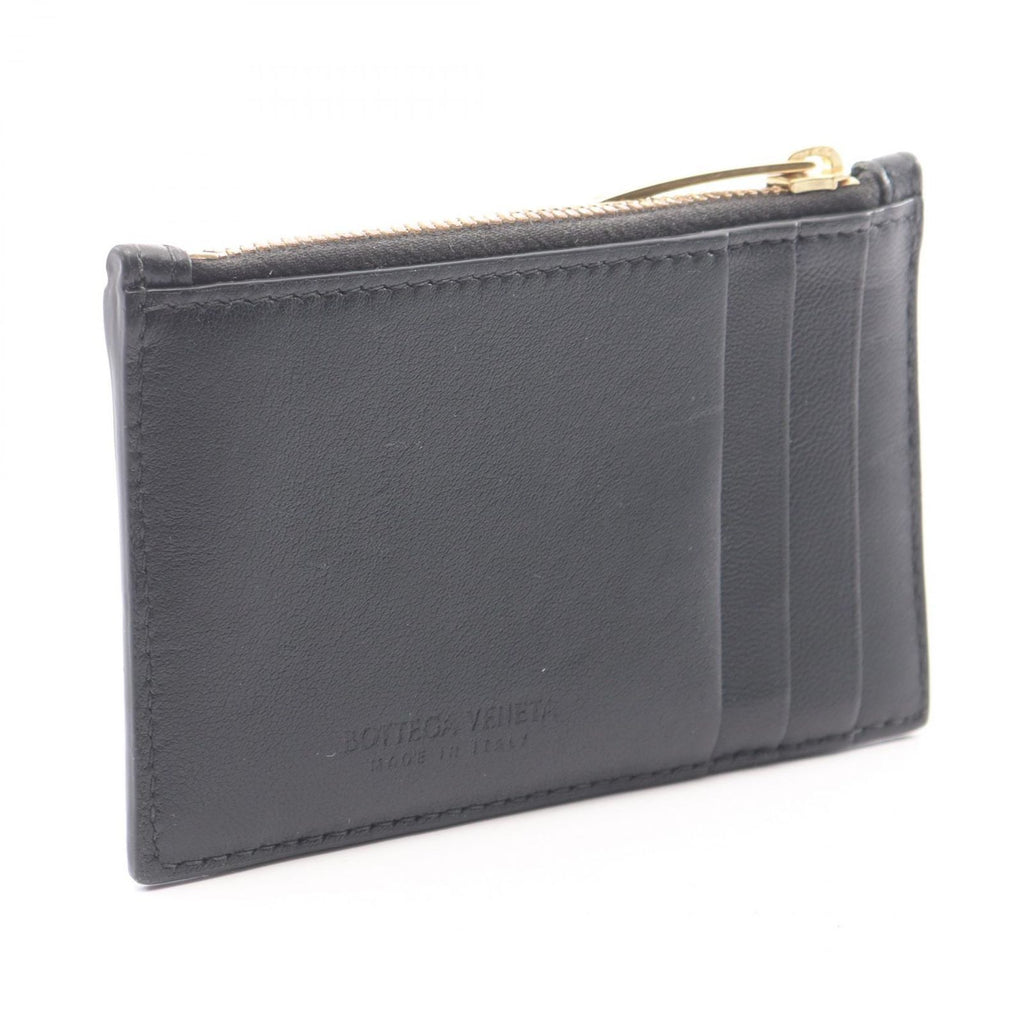 Bottega Veneta Coin Case Cassette Card Black Leather Maxi Intrecciato Fastener — view 2