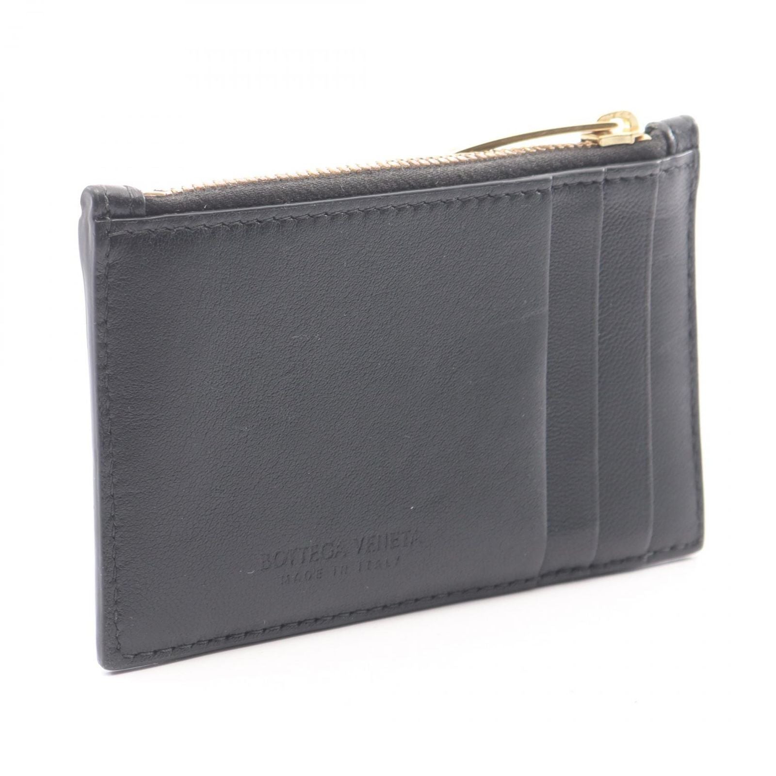 Bottega Veneta Coin Case Cassette Card Black Leather Maxi Intrecciato Fastener — view 2