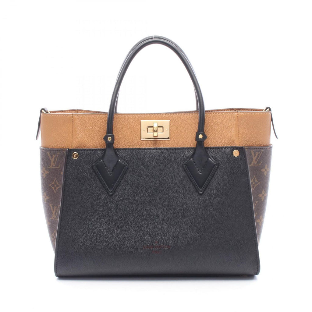 Louis Vuitton Handbag on My Side MM Monogram Noir Leather Canvas