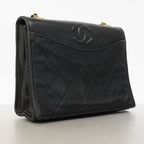 Chanel Shoulder Bag Quilted Lambskin Black Gold — view 2