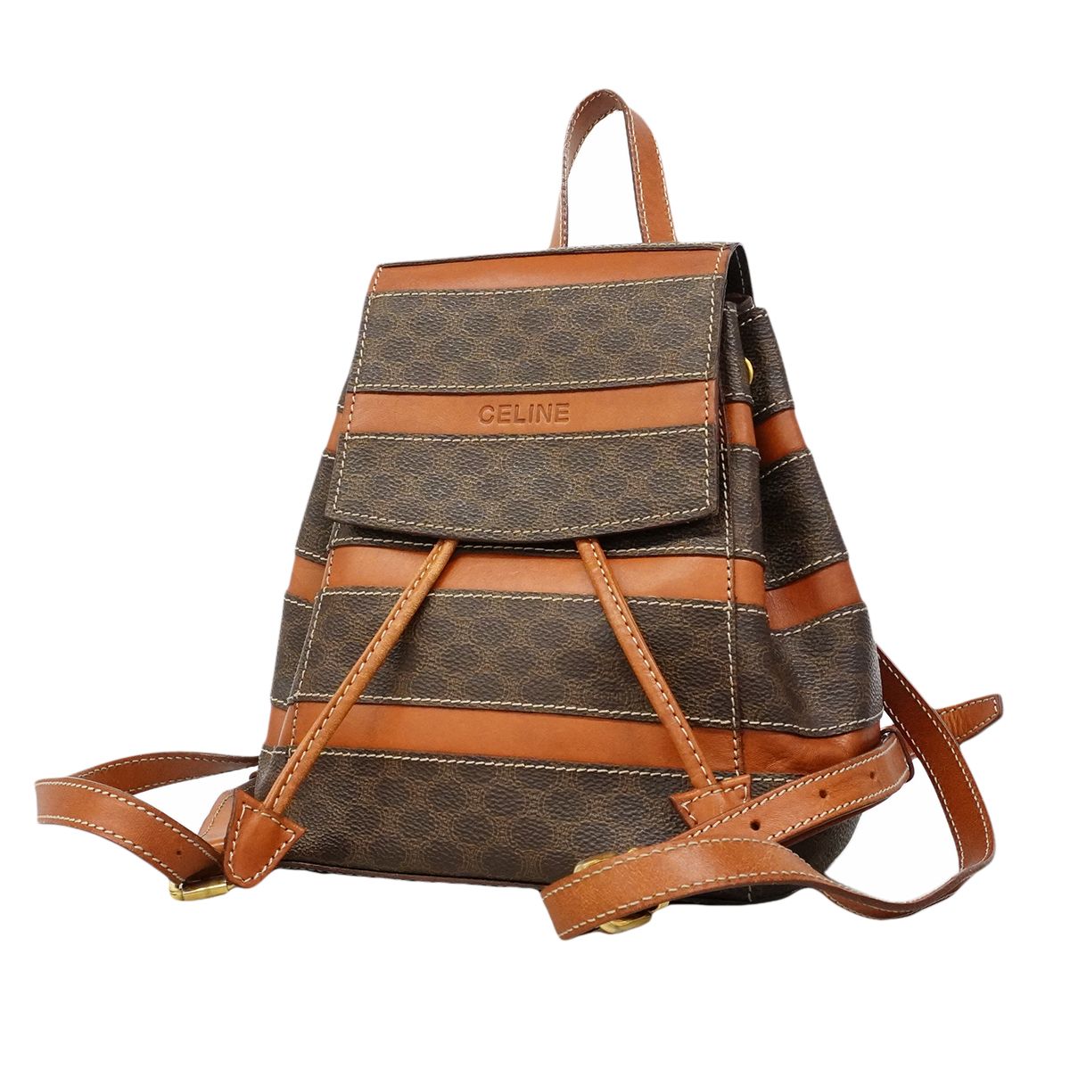 Celine Backpack Macadam Brown Gold