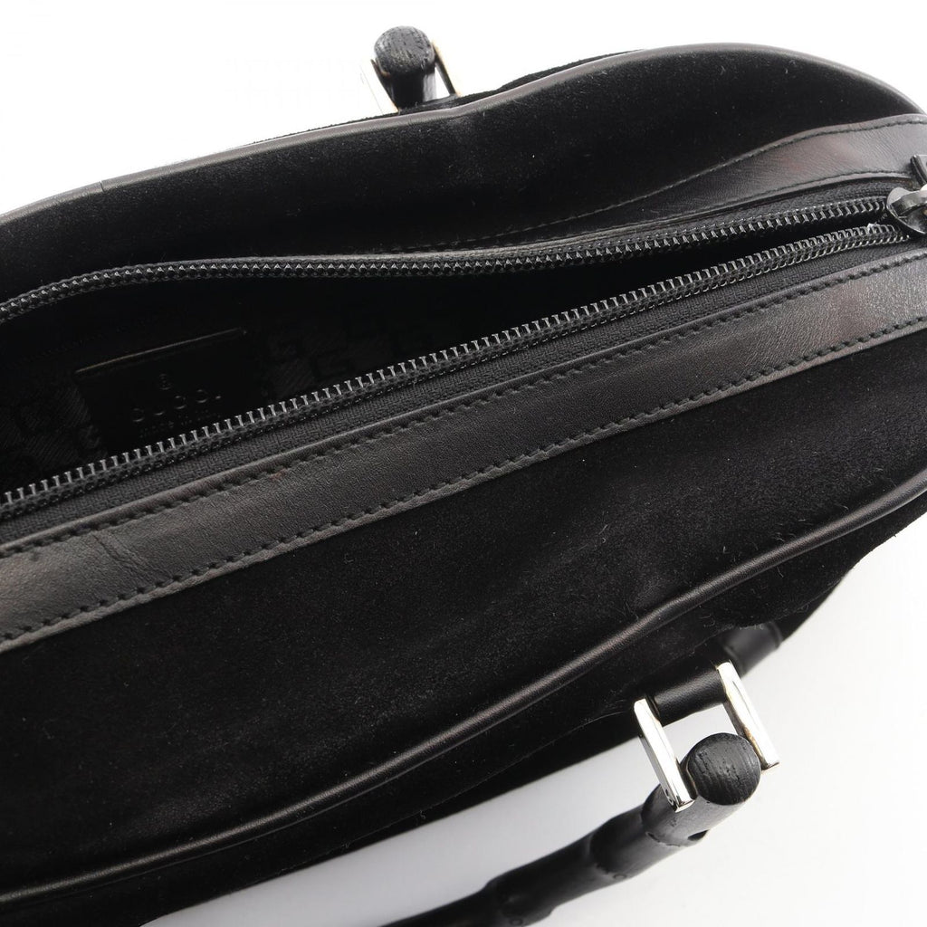 Gucci Handbag Bamboo 002 Black Suede Leather Handle — view 5