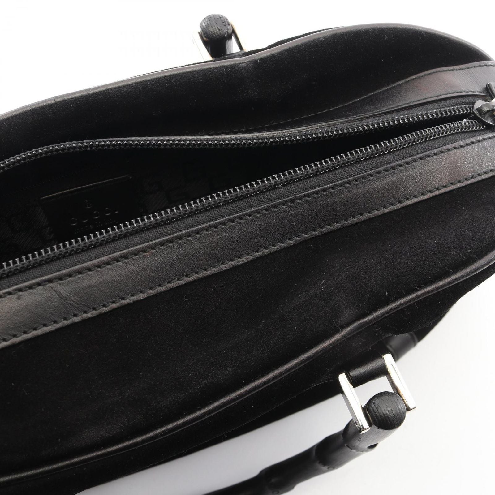 Gucci Handbag Bamboo 002 Black Suede Leather Handle — view 5
