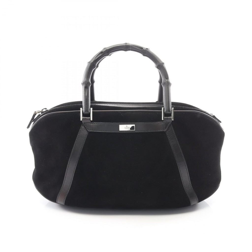 Gucci Handbag Bamboo 002 Black Suede Leather Handle