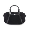 Gucci Handbag Bamboo 002 Black Suede Leather Handle