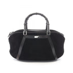 Gucci Handbag Bamboo 002 Black Suede Leather Handle