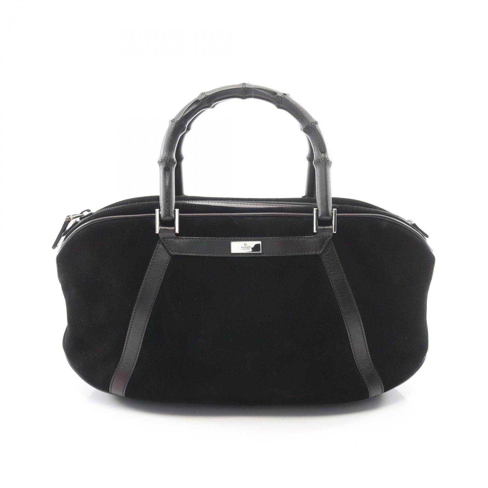 Gucci Handbag Bamboo 002 Black Suede Leather Handle