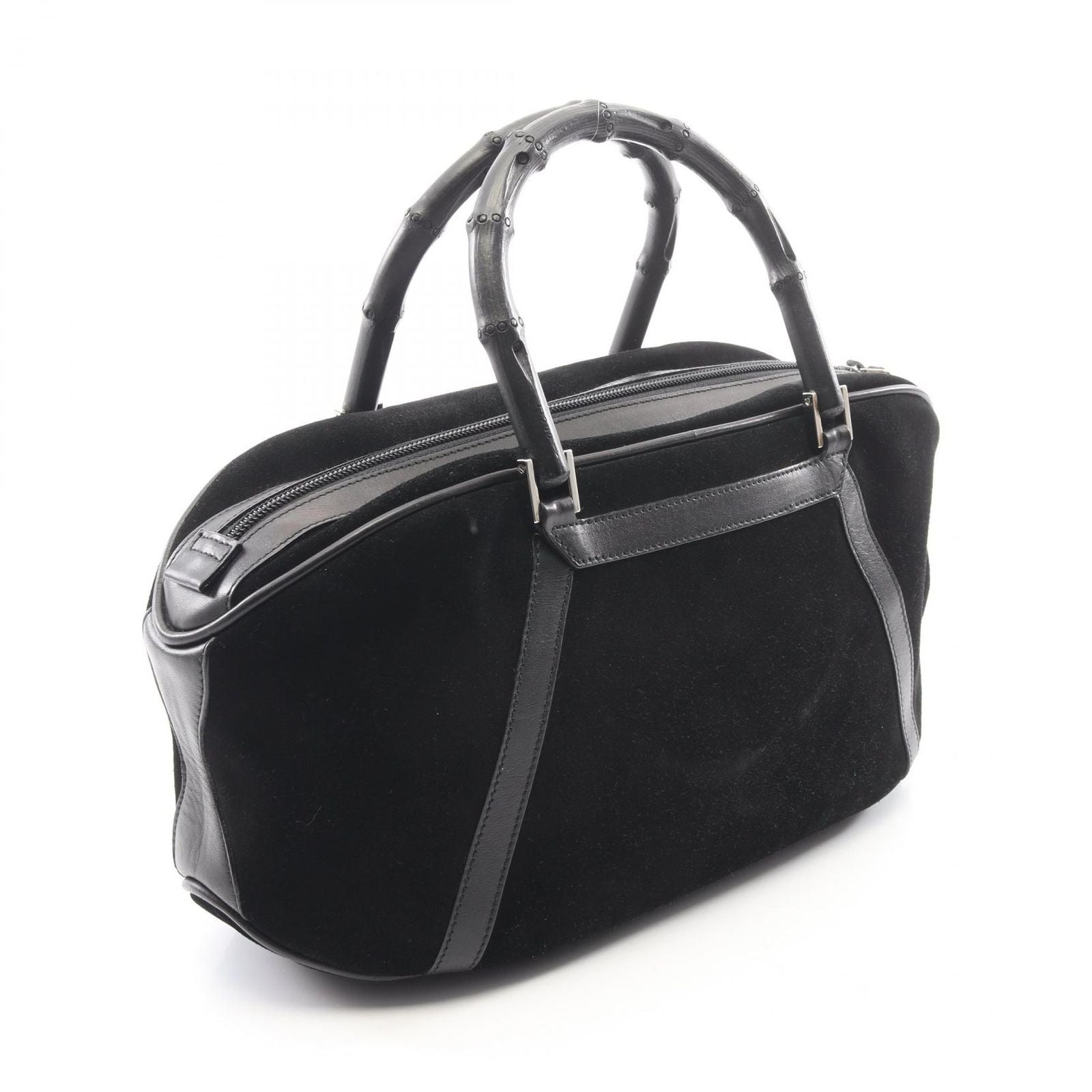 Gucci Handbag Bamboo 002 Black Suede Leather Handle — view 2