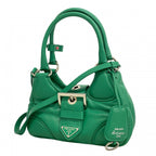 Prada Handbag Moon Leather Green Silver 2-Way