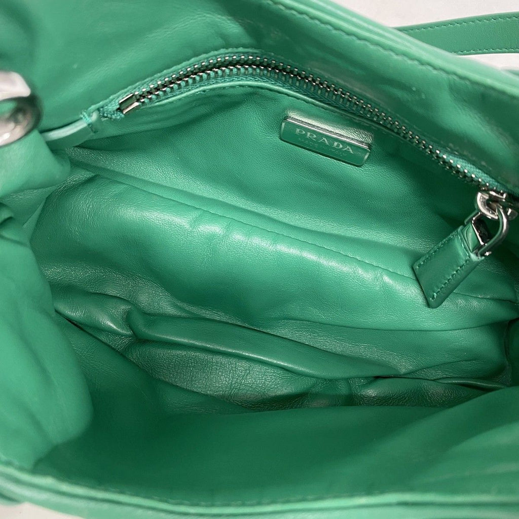 Prada Handbag Moon Leather Green Silver 2-Way — view 4