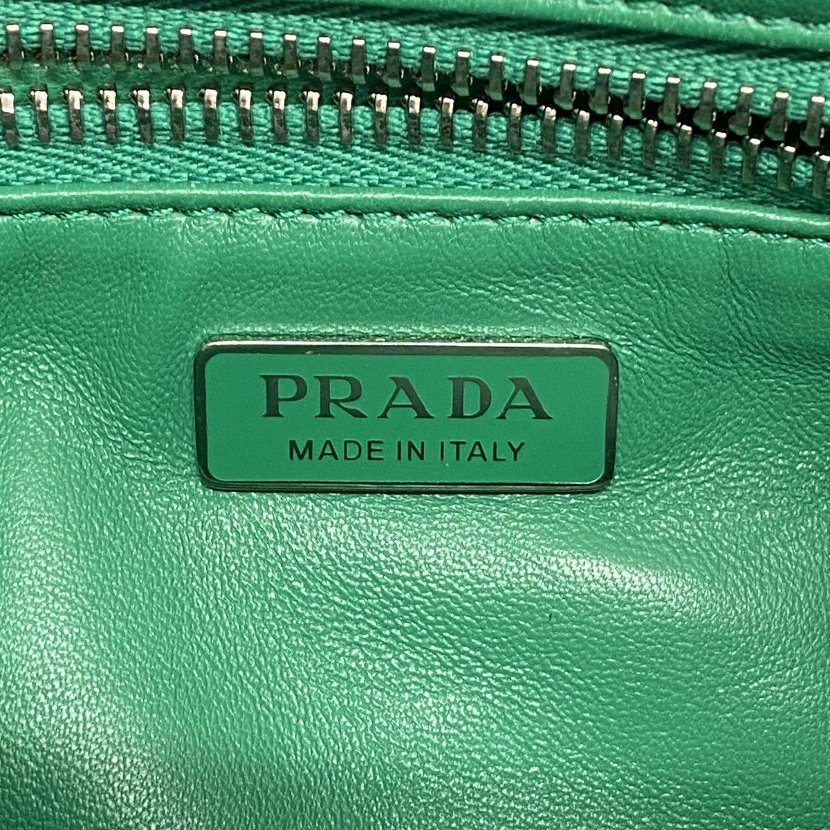 Prada Handbag Moon Leather Green Silver 2-Way — view 5