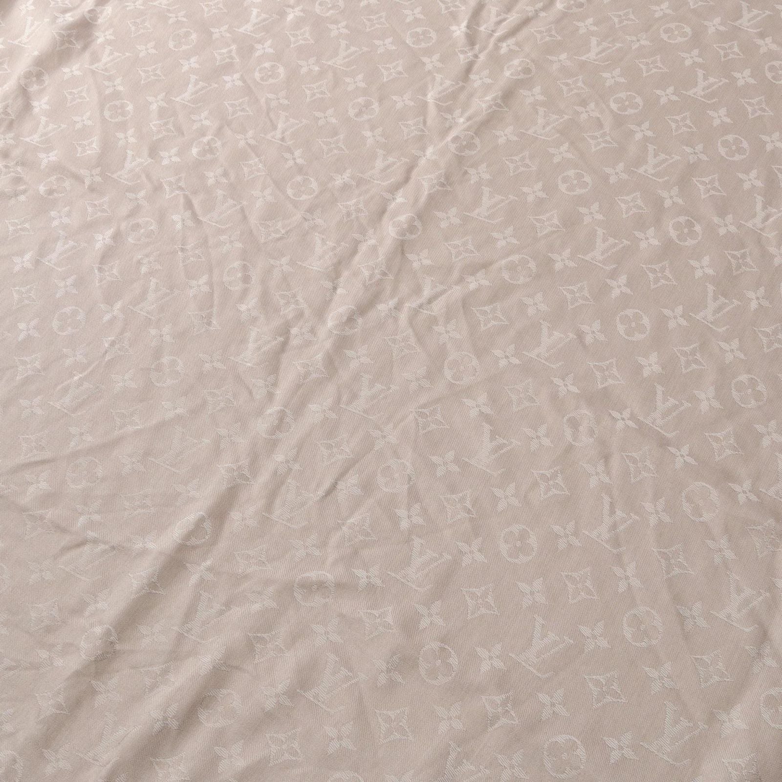 Louis Vuitton Shawl Monogram Gray Silk Scarf — view 2