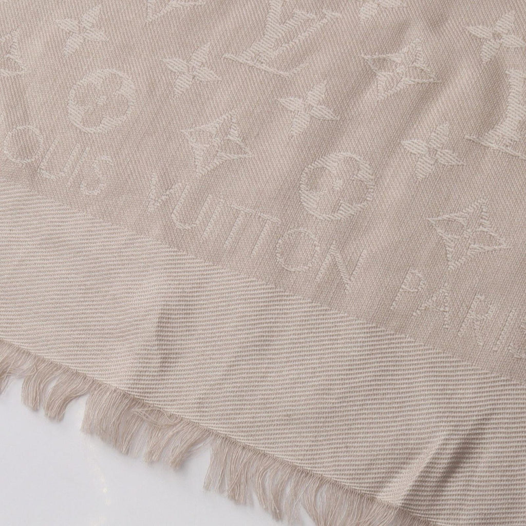 Louis Vuitton Shawl Monogram Gray Silk Scarf — view 5