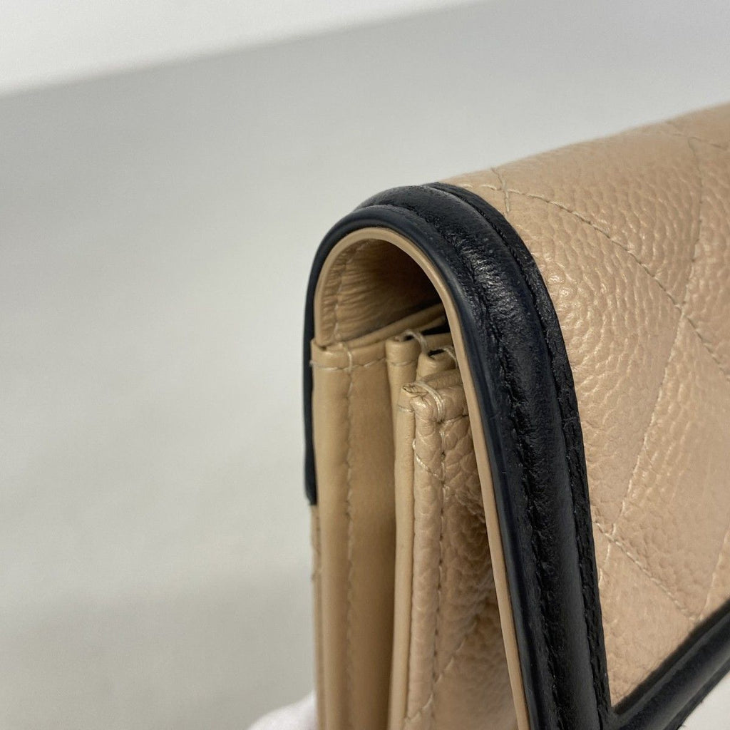 Chanel Wallet CC Filigree Caviar Leather Beige Gold — view 7