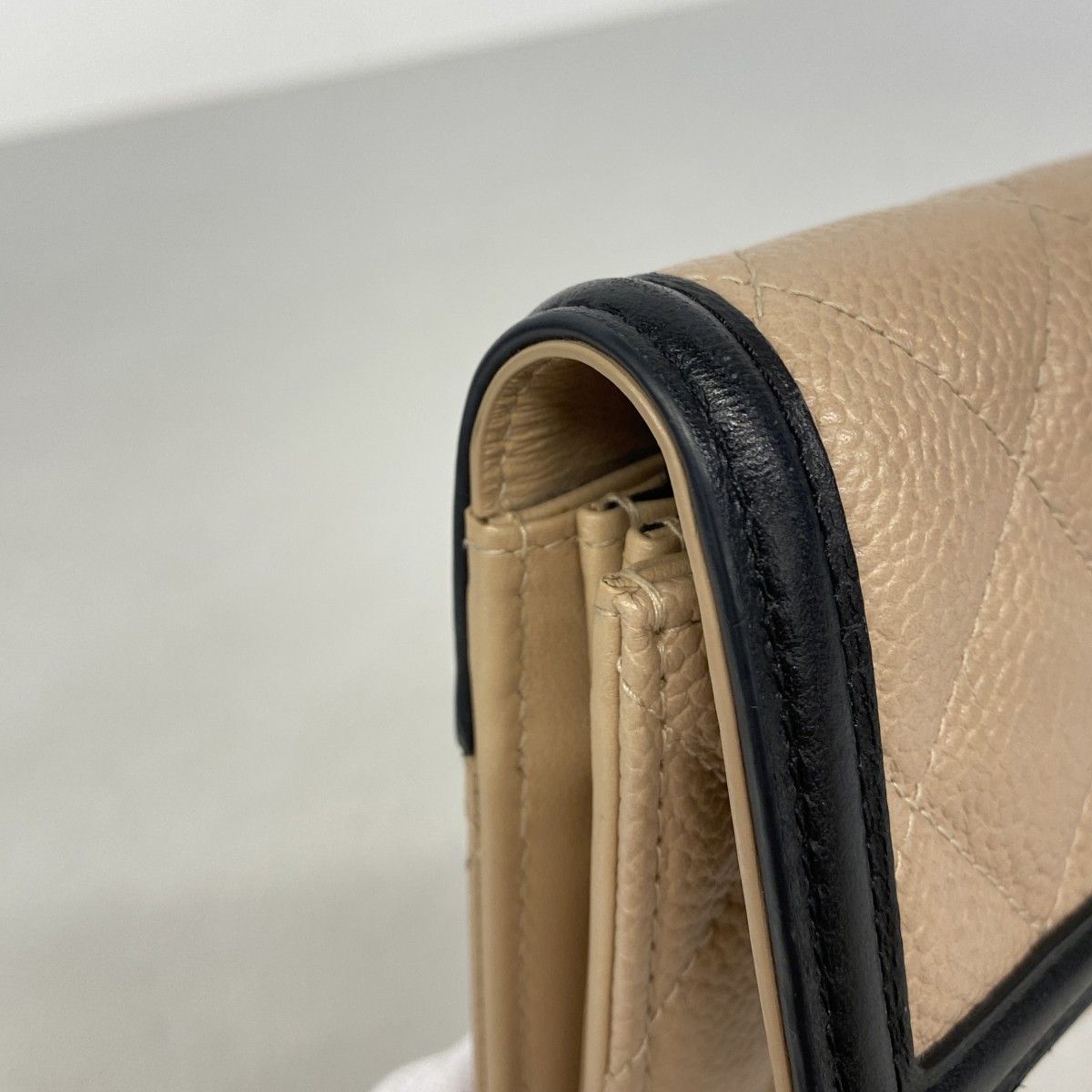 Chanel Wallet CC Filigree Caviar Leather Beige Gold — view 7