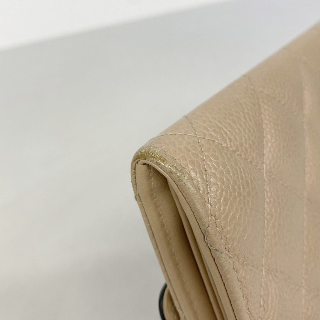Chanel Wallet CC Filigree Caviar Leather Beige Gold — view 5