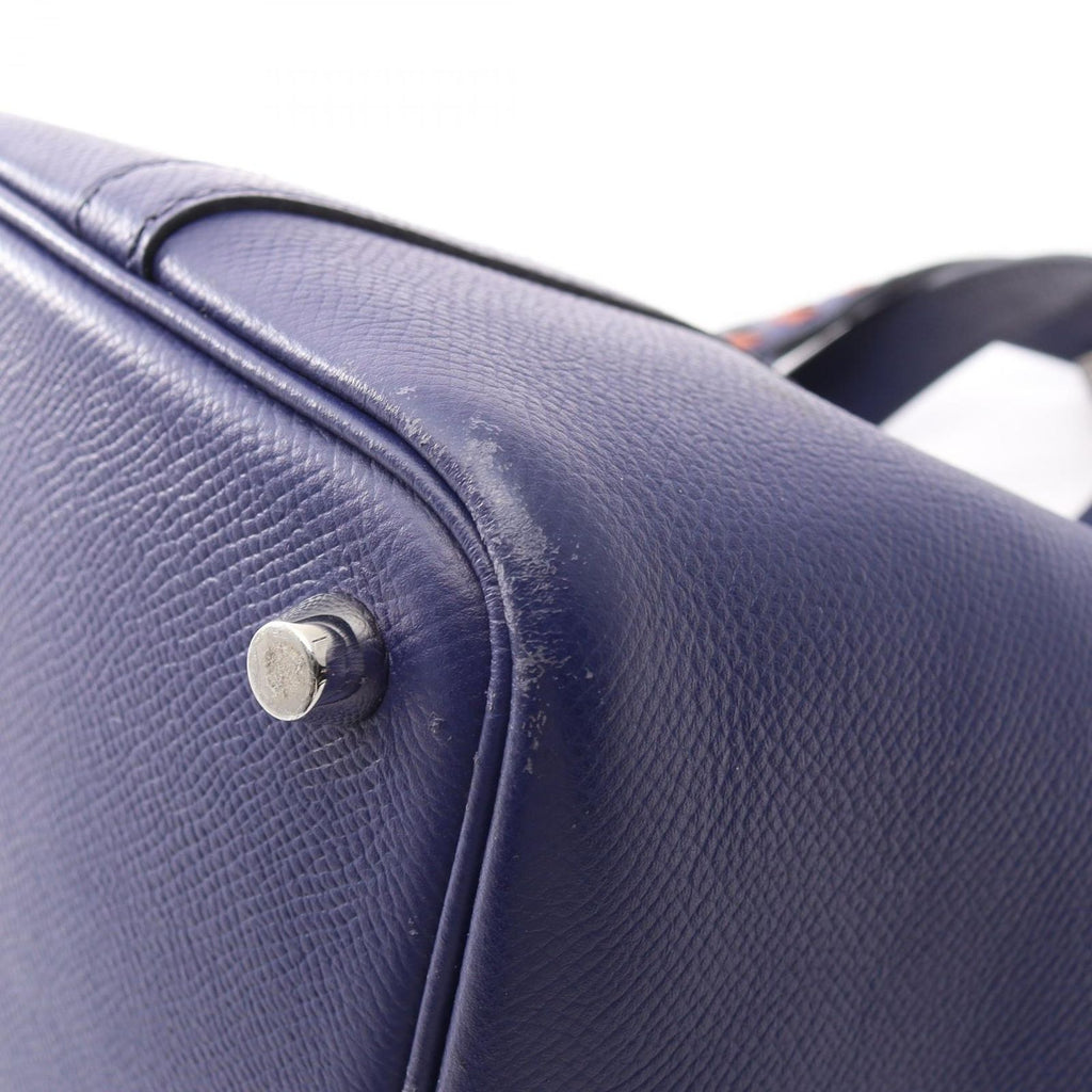 Hermes Handbag Picotin Lock PM Tresage Blue Brick Black Leather PM — view 7